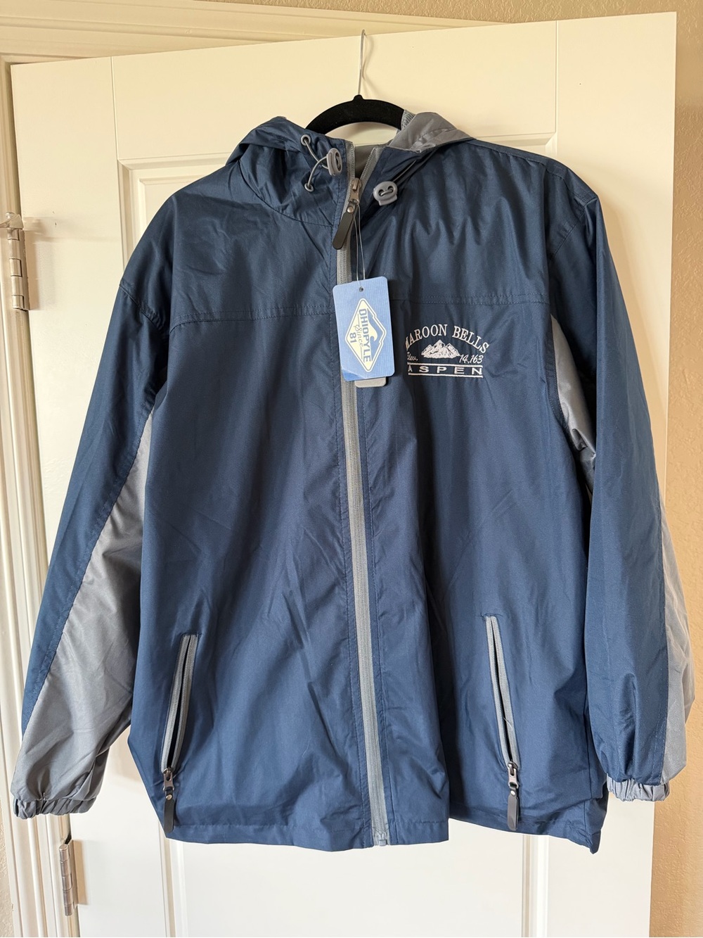 Ohiopyle Aspen Maroon Bells Navy Hooded Windbreaker Rain Jacket